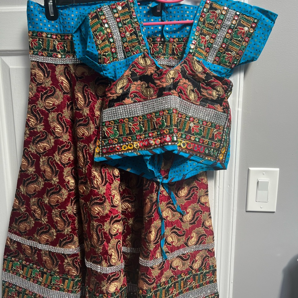 New Without Tags Girls Lehenga in cotton fabric/W Gujarati embroidery